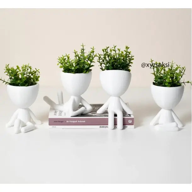 Kit 4 Mini Vasos Decorativos com Flor Inclusa