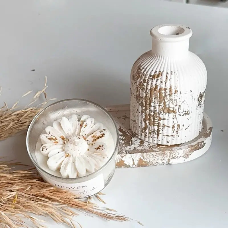 Kit Decorativo Serenity 3 Peças – Bandeja + Vaso + Vela