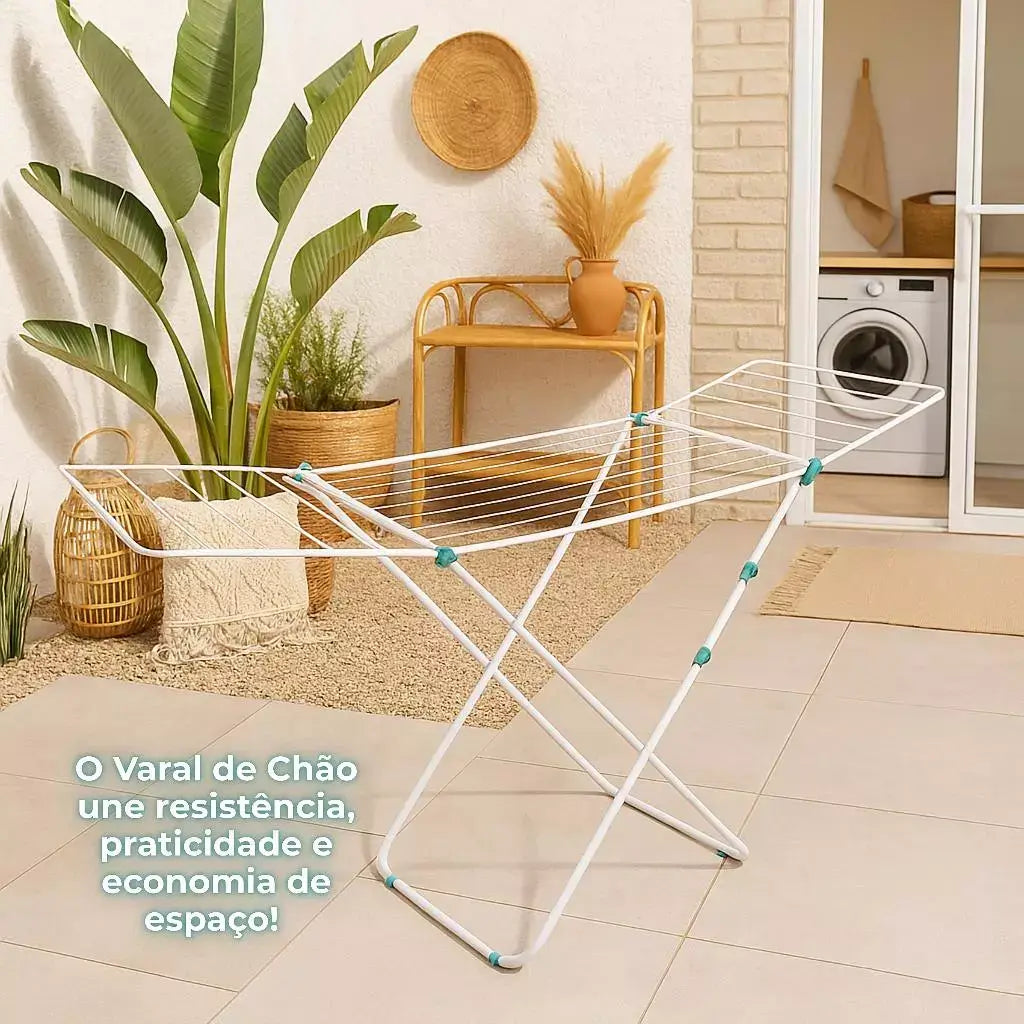 Varal De Chão Inox Reforçado Dobrável