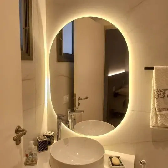 Espelho Oval LED Decorativo