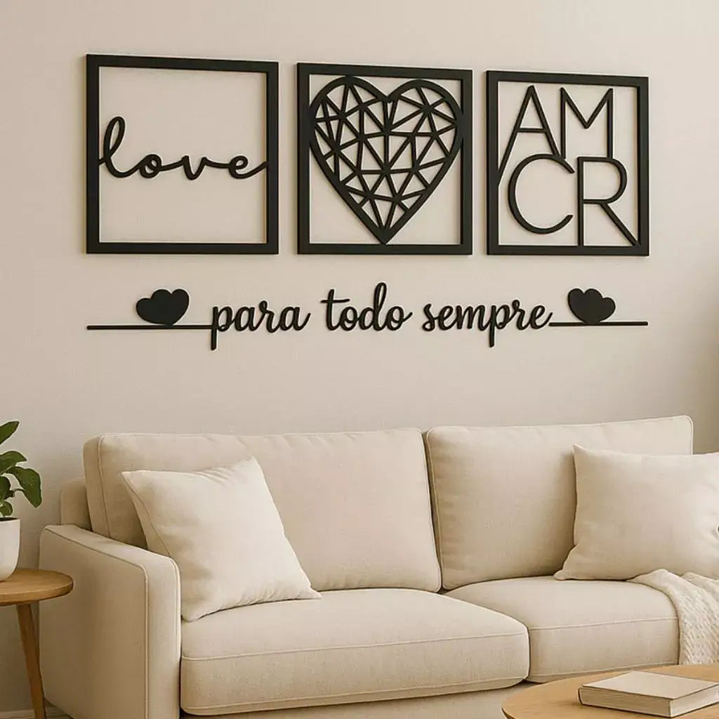 Quadros Decorativos Família Coração + Frase