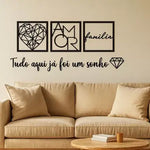 Quadros Decorativos Família Coração + Frase