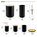 Kit Conjunto Banheiro 6 Peças Tampa Bambu