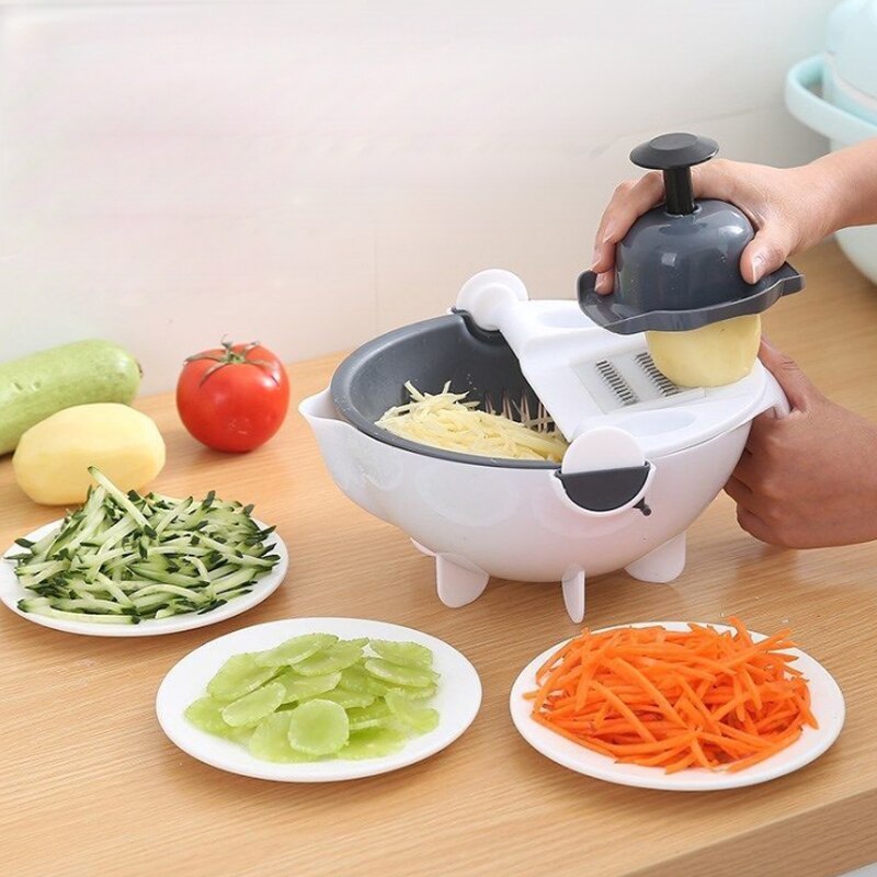 Cortador de Legumes 9 em 1 com Cesta de Drenagem