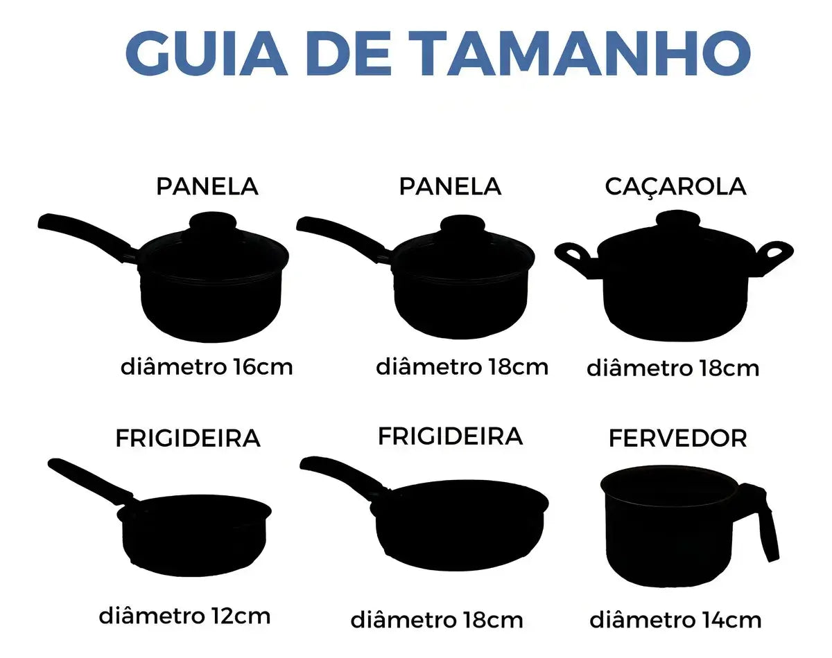 Kit Jogo de Panelas Antiaderente Reforçado