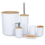 Kit Conjunto Banheiro 6 Peças Tampa Bambu