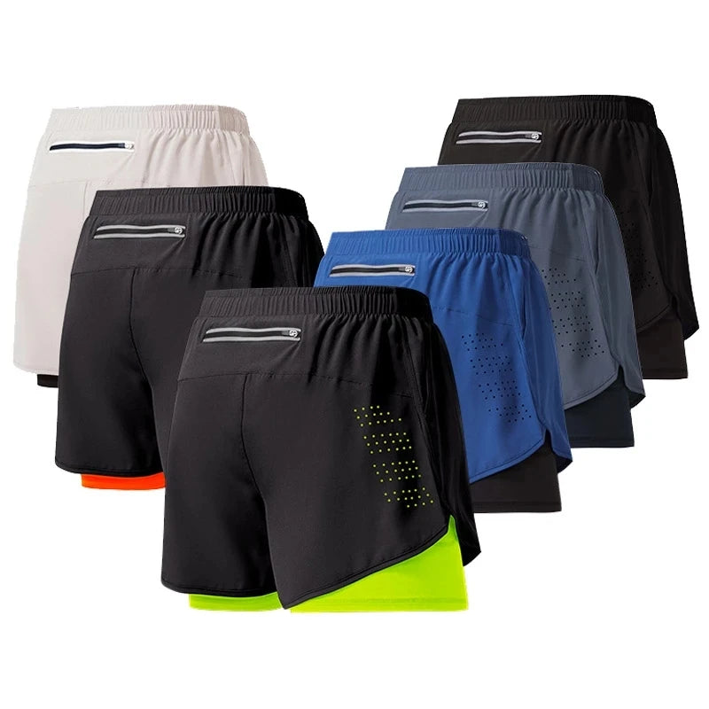 Shorts de Corrida Masculinos 2 Camada