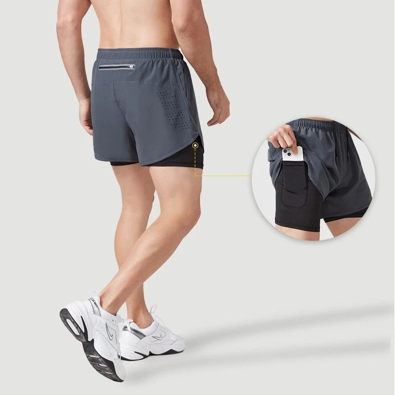 Shorts de Corrida Masculinos 2 Camada