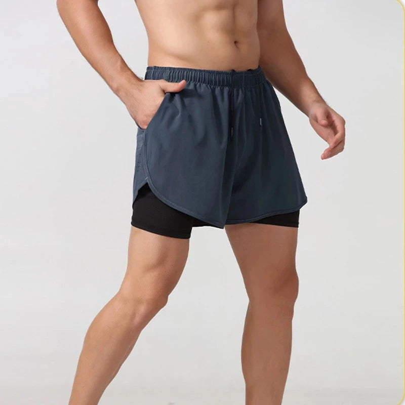 Shorts de Corrida Masculinos 2 Camada