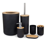 Kit Conjunto Banheiro 6 Peças Tampa Bambu
