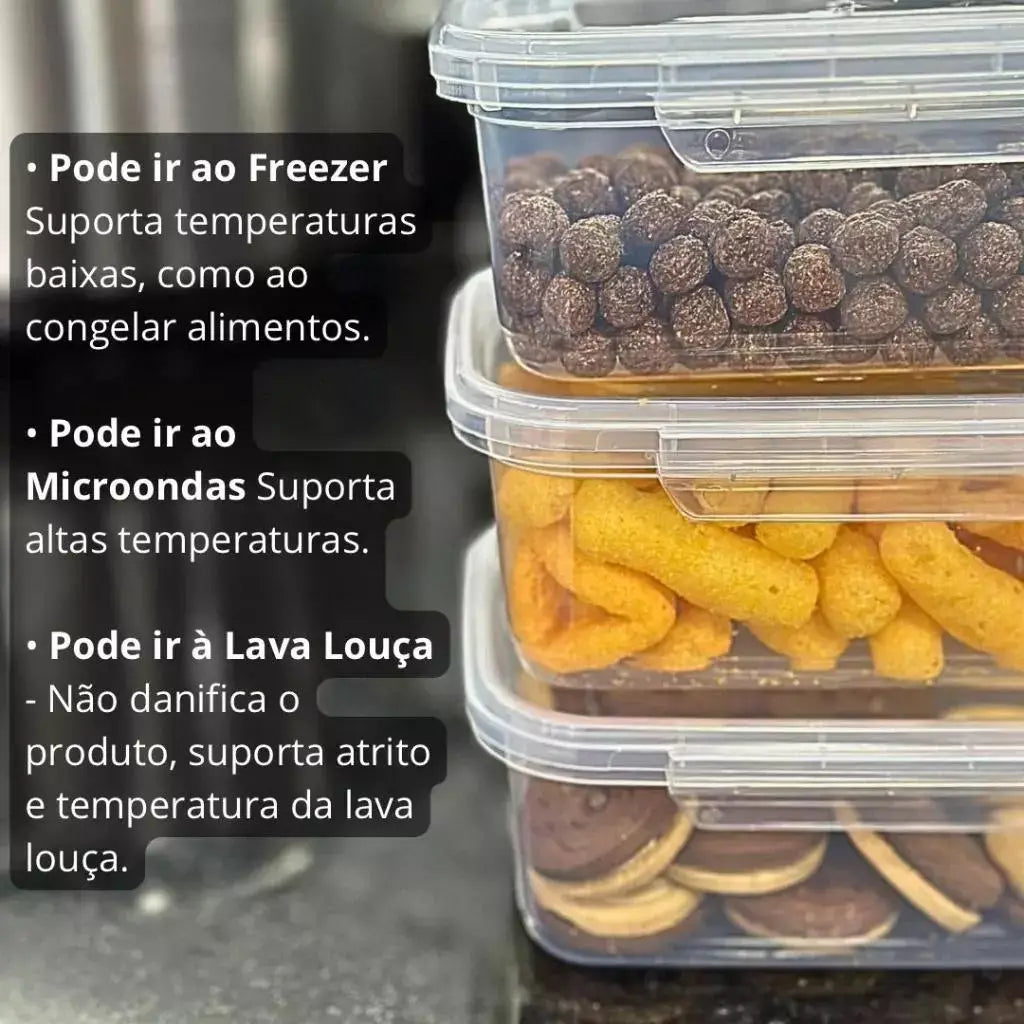 Kit Potes Para Marmitas Transparente com TravasReutilizáveis