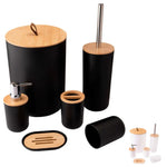Kit Conjunto Banheiro 6 Peças Tampa Bambu