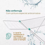 Varal De Chão Inox Reforçado Dobrável