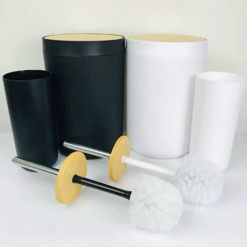 Kit Conjunto Banheiro 6 Peças Tampa Bambu