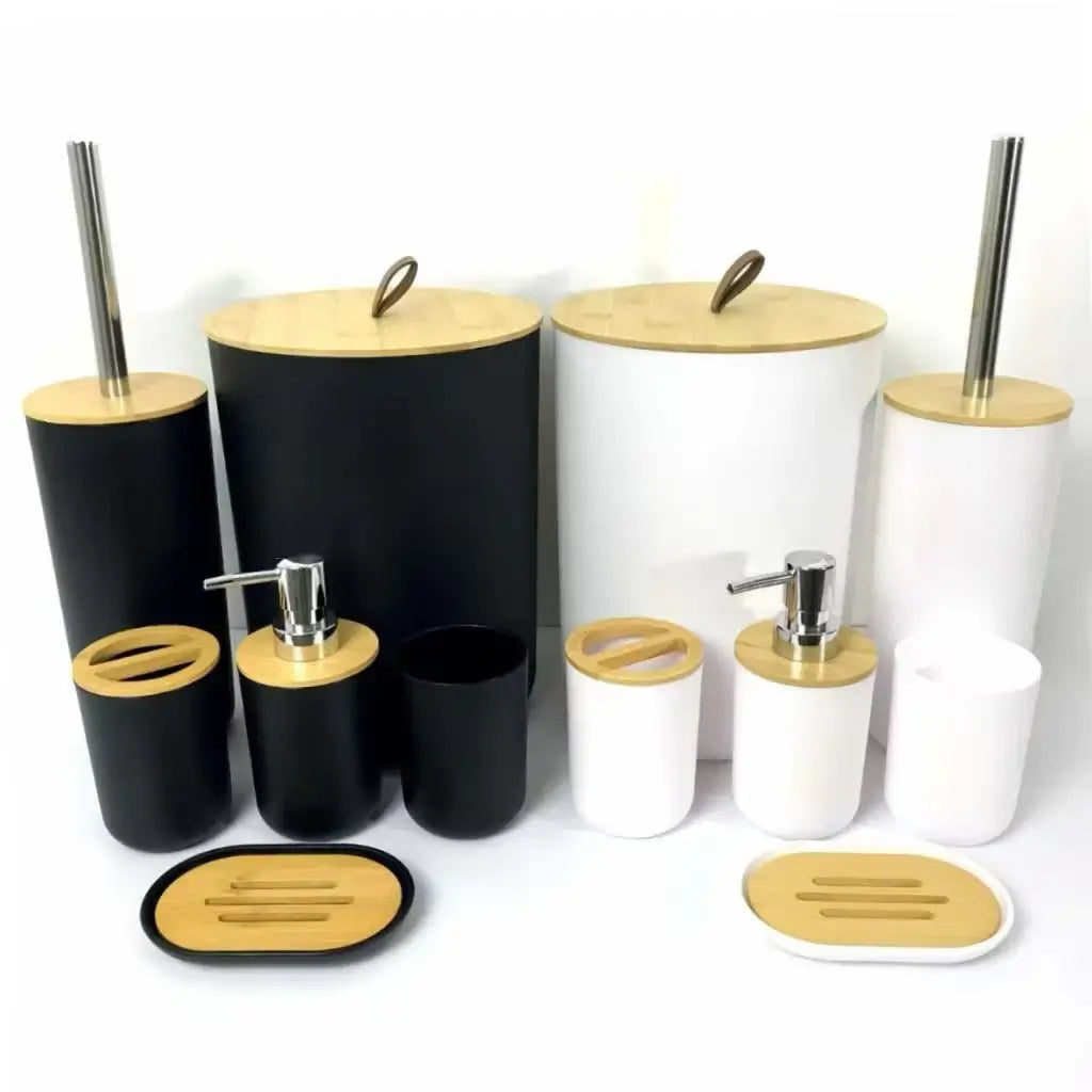 Kit Conjunto Banheiro 6 Peças Tampa Bambu
