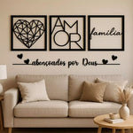 Quadros Decorativos Família Coração + Frase