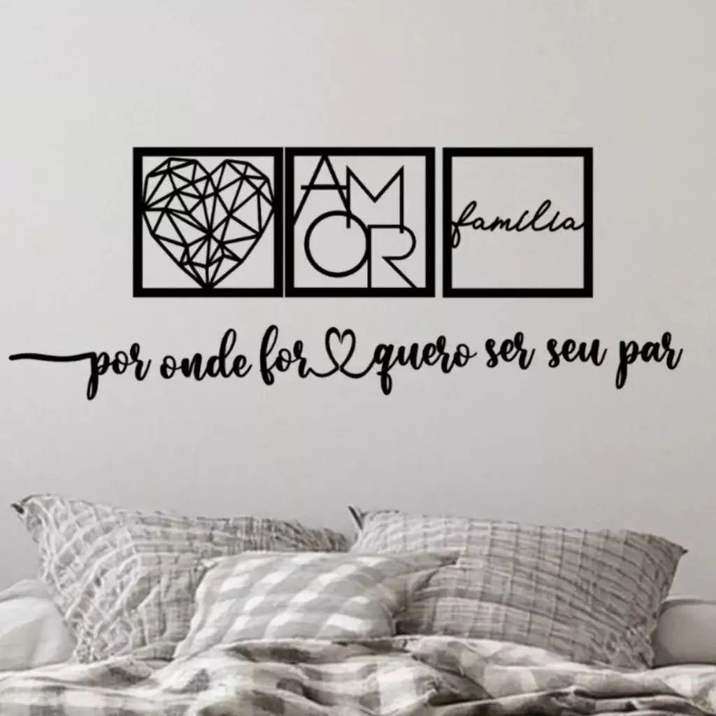 Quadros Decorativos Família Coração + Frase