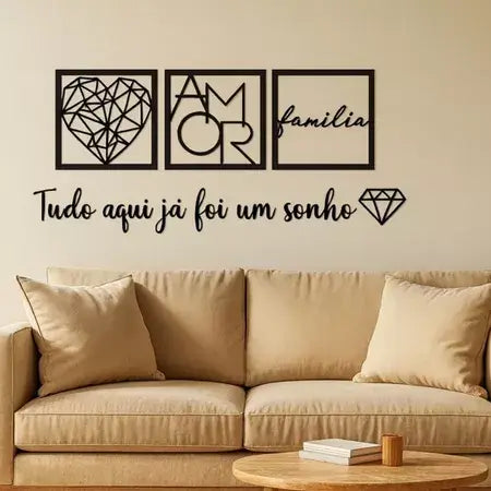 Quadros Decorativos Família Coração + Frase