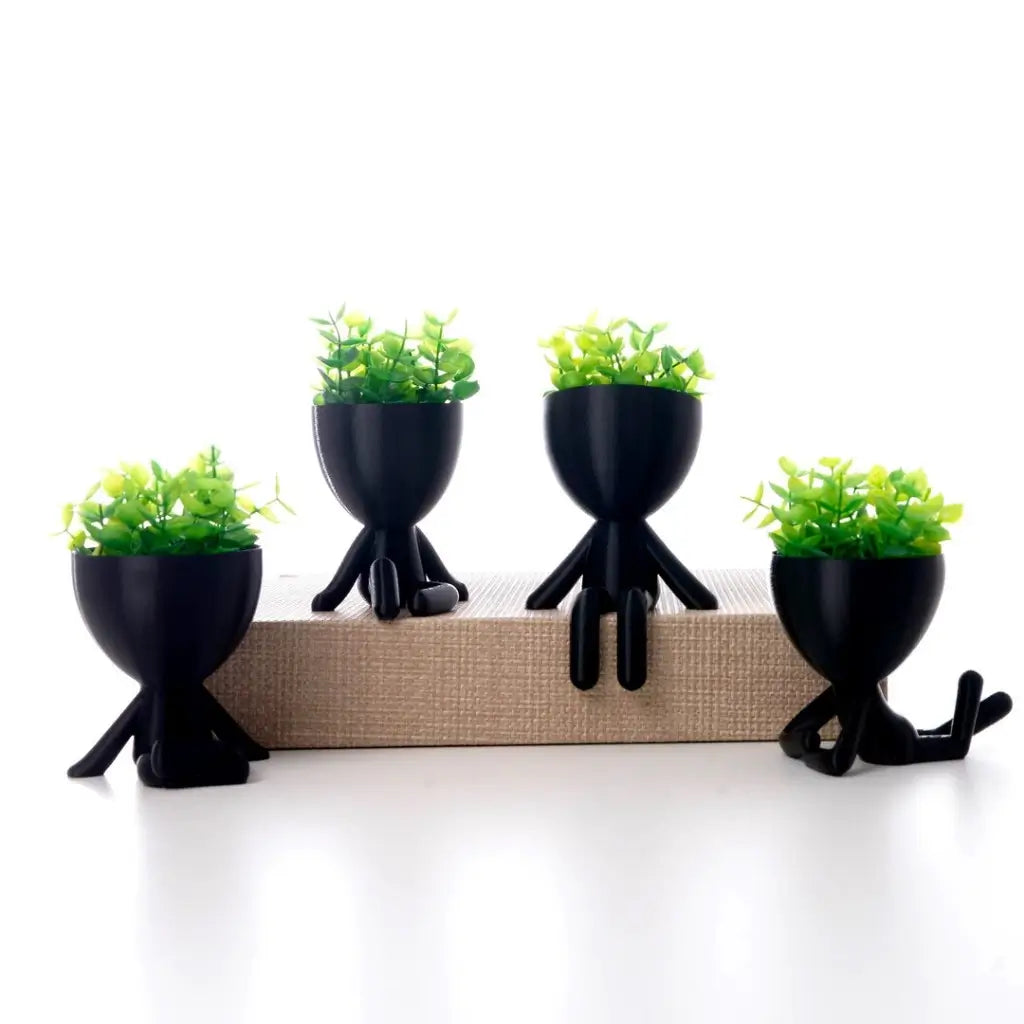 Kit 4 Mini Vasos Decorativos com Flor Inclusa