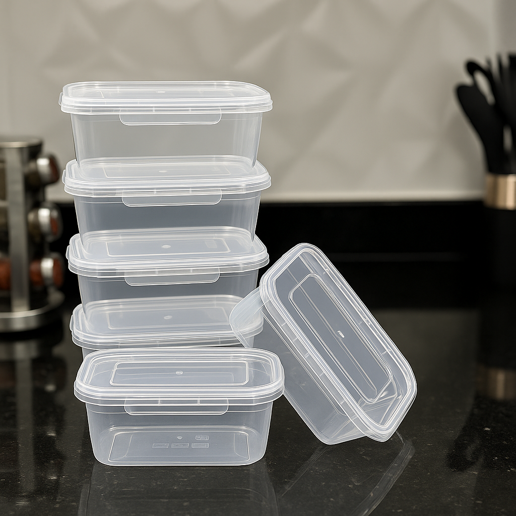 Kit Potes Para Marmitas Transparente com TravasReutilizáveis